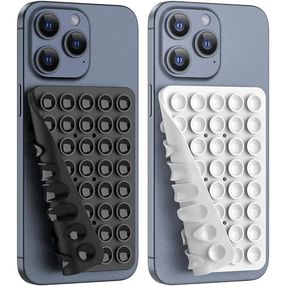 Double-Sided Silicone Suction Phone Holder, Hands-Free Shower & Mirror Mount for iPhone & Android