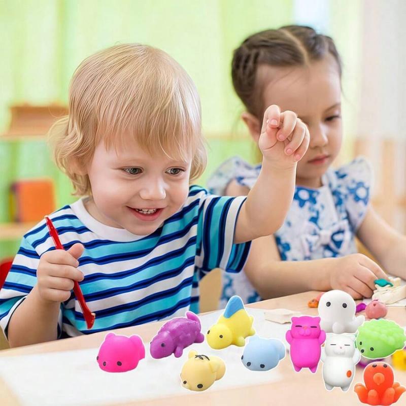 48pcs Mochi Squishy Toys, Mini Animal Squeeze Toys, Stress Relief Toys, Party Favor Bag Fillers, Birthday Party Gifts, Random Colors
