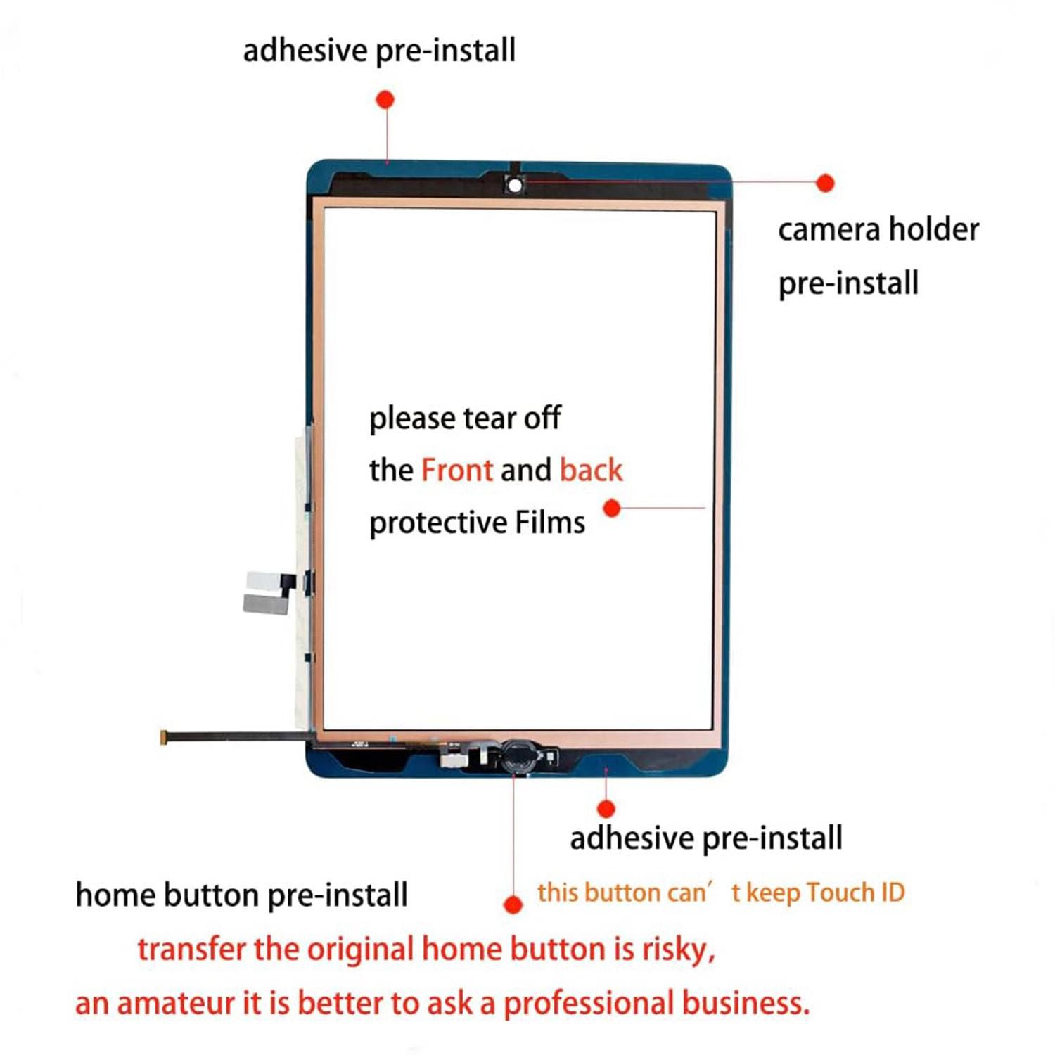 for iPad 9 10.2" 2021 Screen Replacement, for iPad 9th Generation A2602 A2603 A2604 A2605 Touch Screen Digitizer Glass Panel Lens Repair Kits(Not LCD)