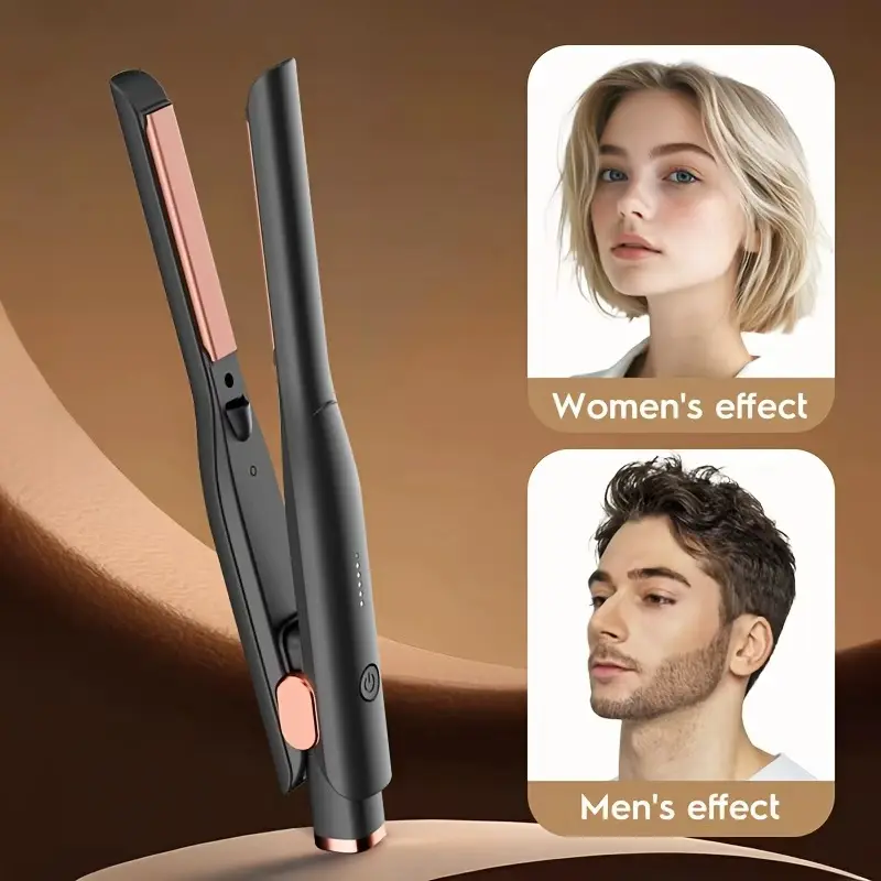 Portable Mini Hair Straightener, Straight and Curly Two-in-One Styling, Hair Styling Tool, Flat Iron for Short Hair