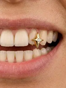 1PCS Hip Hop Star Teeth Grillz With Cubic Zirconia Single Caps Charm Grills For Men Women Jewelry Tooth Gem