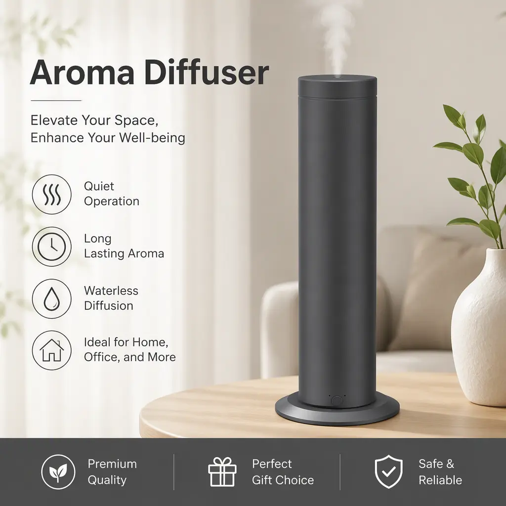 Smart Home Diffusion Device Kit | App‑Controlled Scent Diffuser with 3 Essential Oils, Covers Up to 1250 Sqft Luxury Home Fragrance