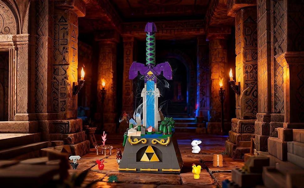 Zelda Master Sword Building Block Set - 455 Plastic Blocks, Legendary Hero Weapon Model Kit for Adults/Teens, Home Office Desk Gaming Room Decor Display Gift, Building Block Sets, Zelda Sword