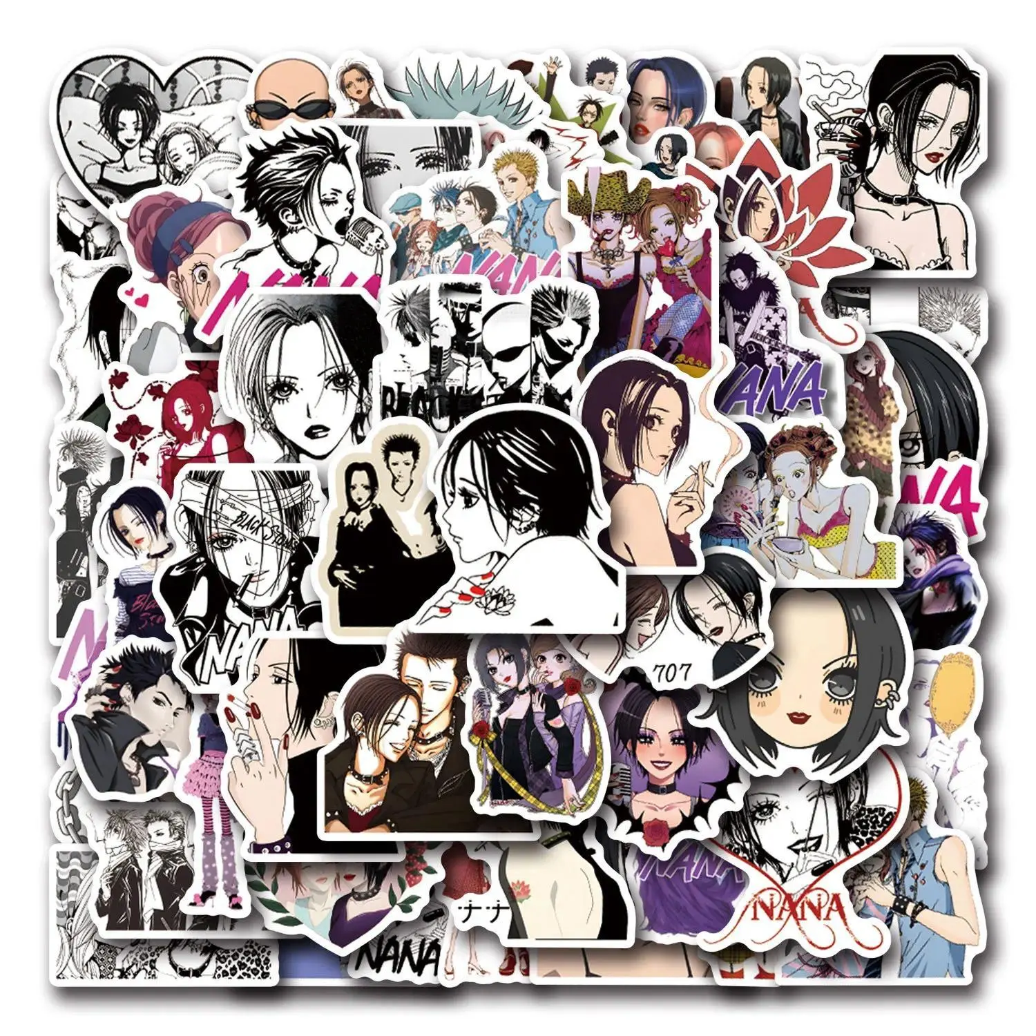 55Pcs Anime Nana Stickers DIY Stickers Scrapbooking Phone Luggage Skateboard Waterproof Decals