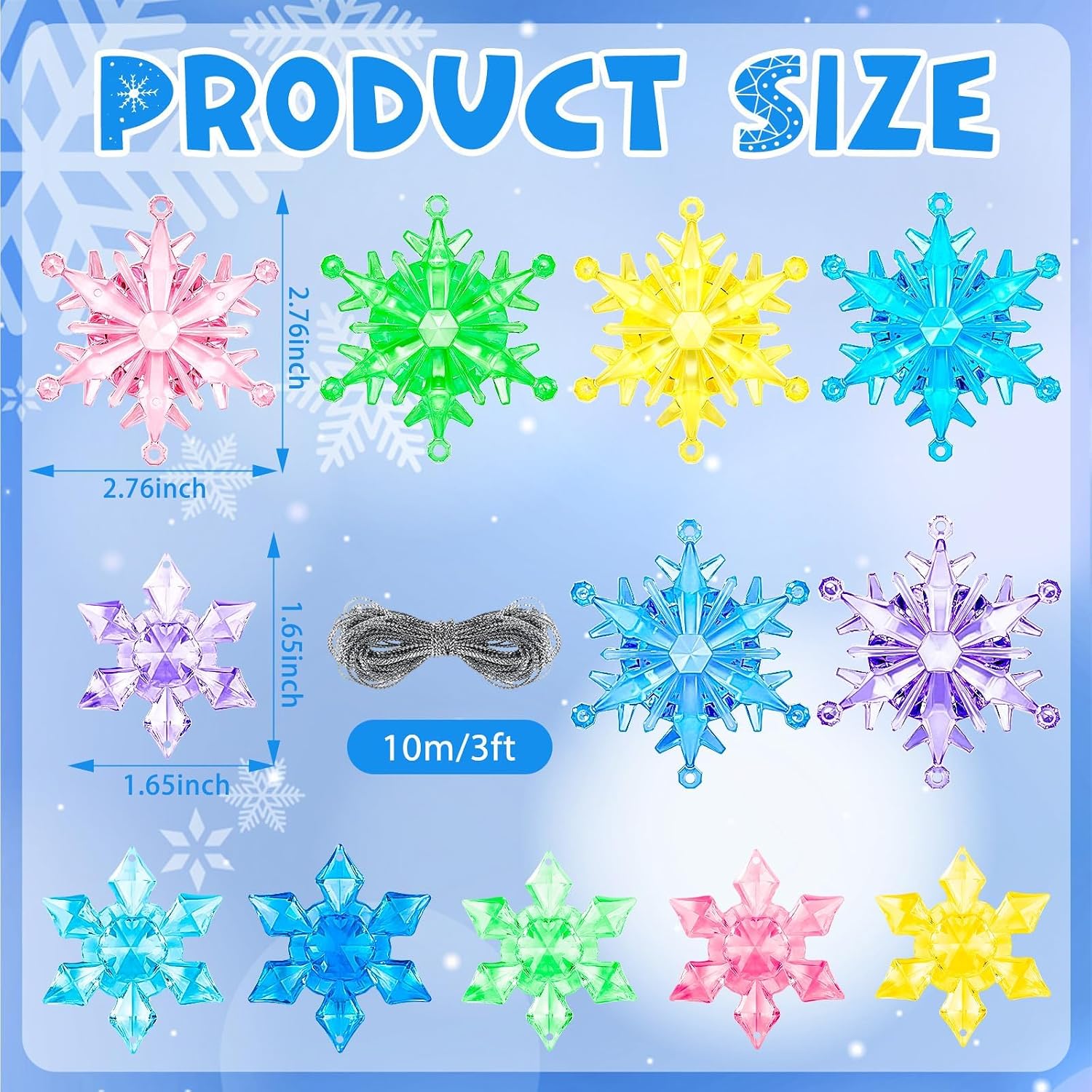 60 count Christmas Winter Snowflake Ornaments Winter Snowflake