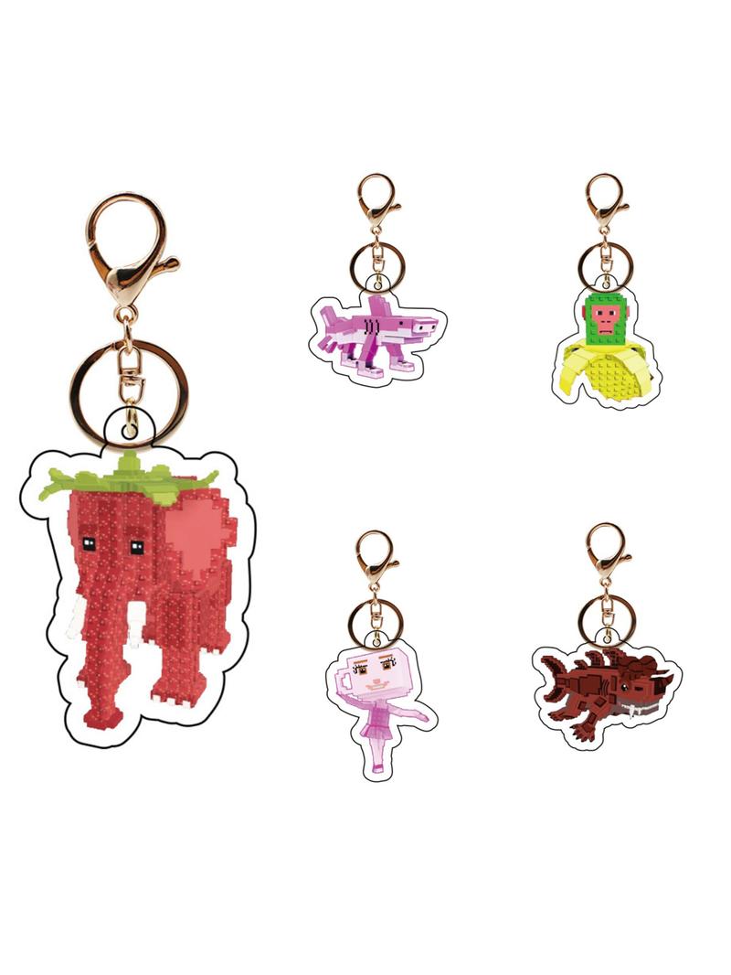 5pcs Abstract Game Steal a Brain Rot Keychain, Thick Acrylic Bag Charm, Perfect Gift for Players and Friends, Ideal for Gaming Fans