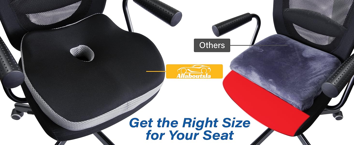 JOKG OKGCar Seat Cushion, Ergonomic Memory Foam Car Cushion for Sciatica Pain Relief, Larger Driving Seat Pillow for Short Drivers on Long Drives - Butt Pillow for Truck, Office, Wheelchair - Black&Gray