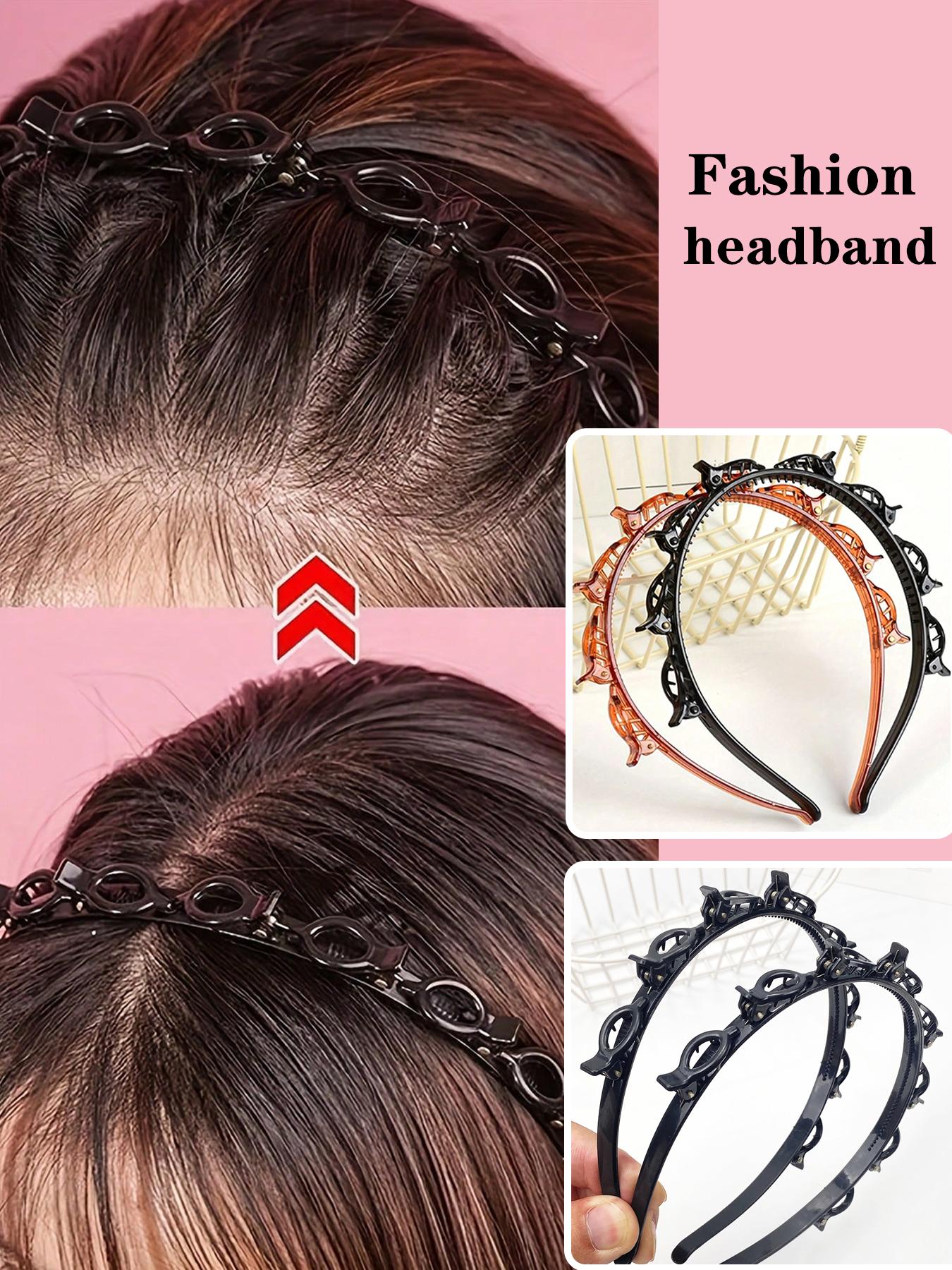 Women's Elegant Minimalist Hair Hoops with Clips, Trendy Simple Style Hair Hoops, Chic All-match Hair Accessories for Hairstyle Decor, Hair Braid Headband
