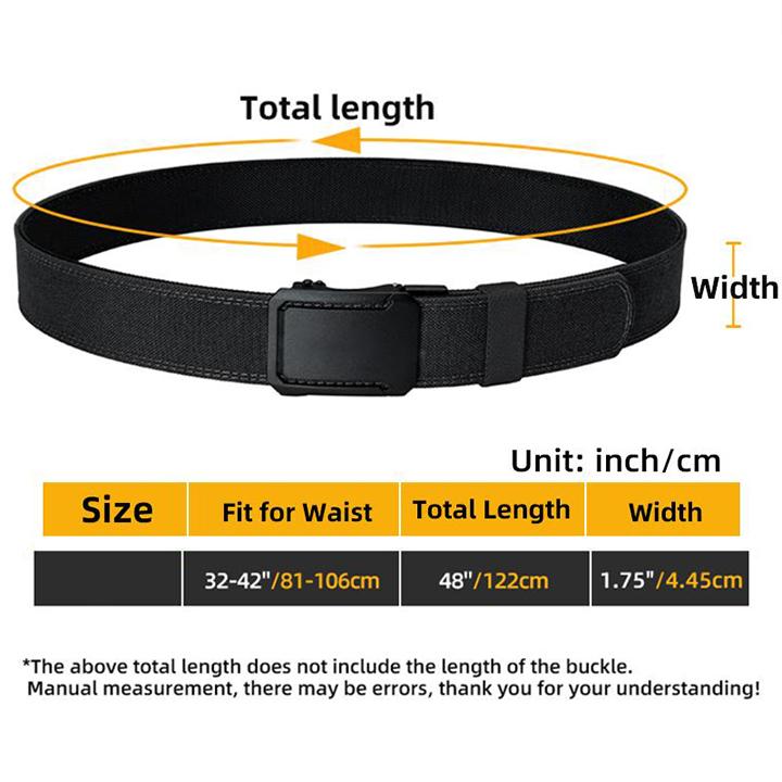 Belt 1.75" Stretch Ratchet Nylon Belt Reinforced Buckle Sport Belts CCW Belts, men's and women's tactical belt, outdoor hunting tactical belt, tactical automatic buckle men's belt
