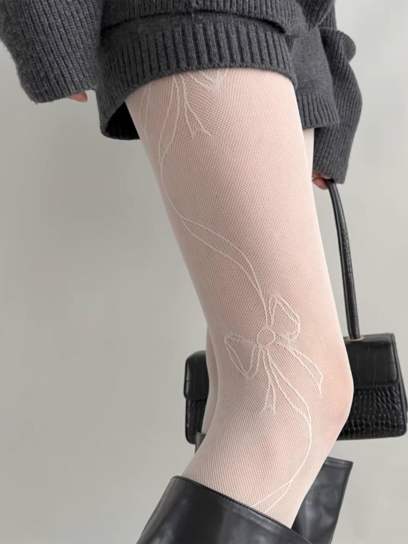 1/2 Pcs Bow Tie Fishnet Pantyhose, Vintage Mesh Stockings, Y2K High Elasticity, Gothic Style, All Seasons