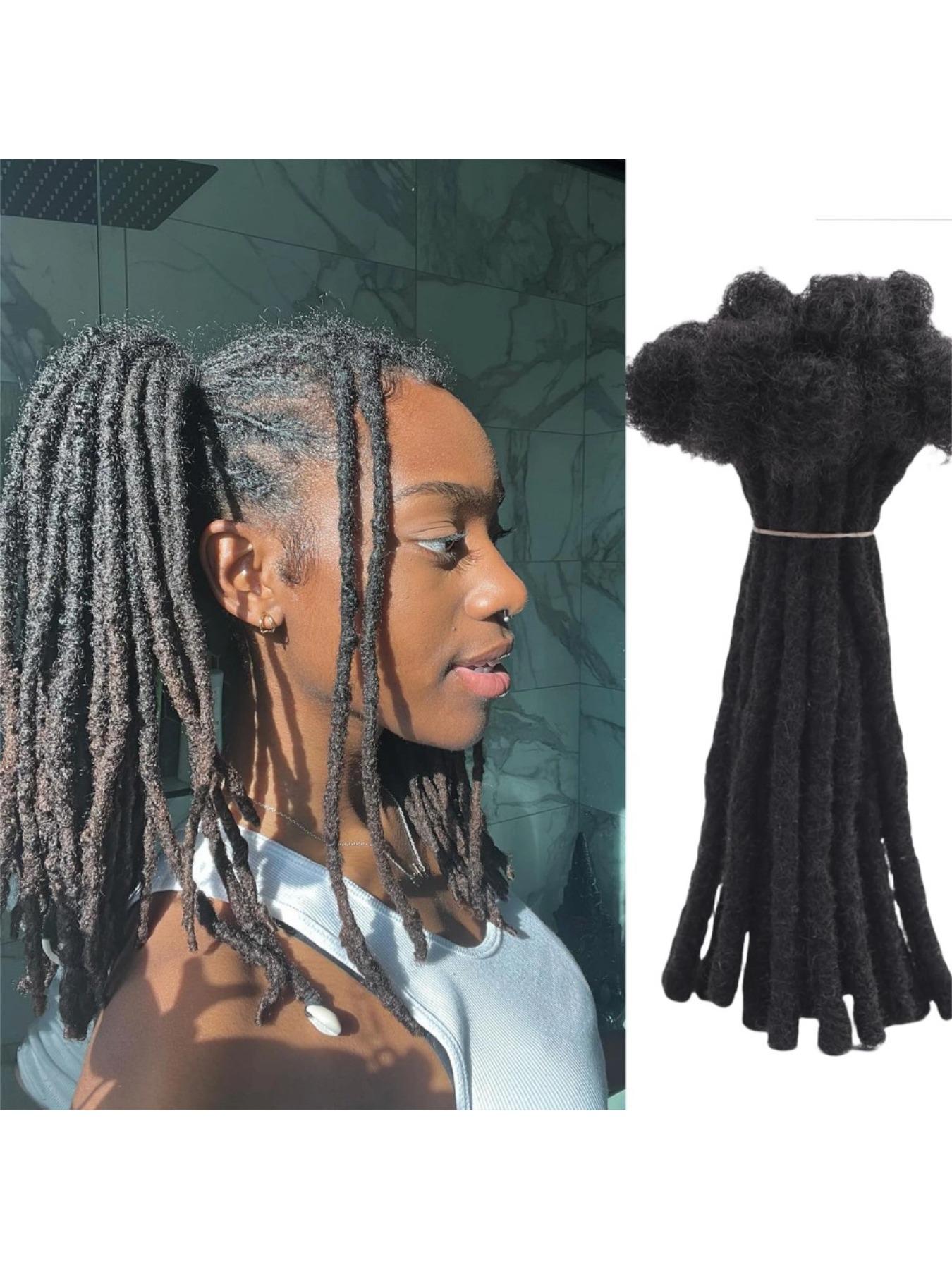 Interlocking Loc Extensions Human Hair for Women Men Full Handmade Permanent Dreads Locs, 0.6cm Width 100% Human Hair Dreadlock Extensions, Soft Human Hair Dreads Extensions, Natural Black (4-16 inch 10-100 Strands, 1B 0.6cm)