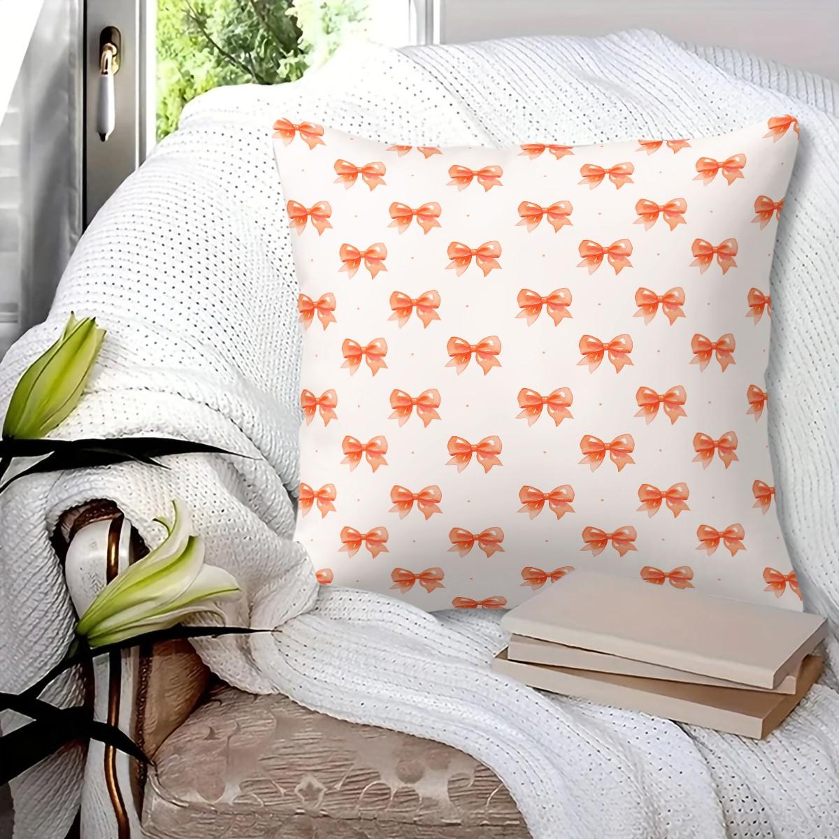 Cute Romantic Sweet Bow Throw Pillow with Insert, Soft Cozy Aesthetic Decorative Cushion for All Season, Housewarming Birthday Valentine's Day Christmas Gift for Her