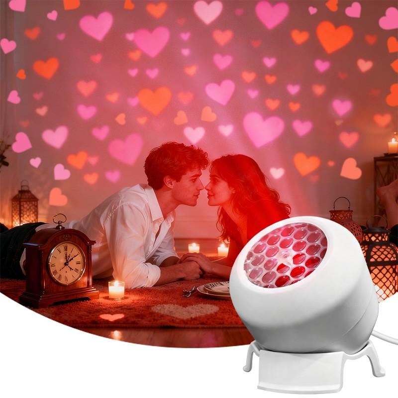 USB Powered Love shape projection light, Dynamic rotating projection lamp with Love Patterns for Indoor and Outdoor Festive Decorations, Valentine'S Day, New Year, Wedding Parties