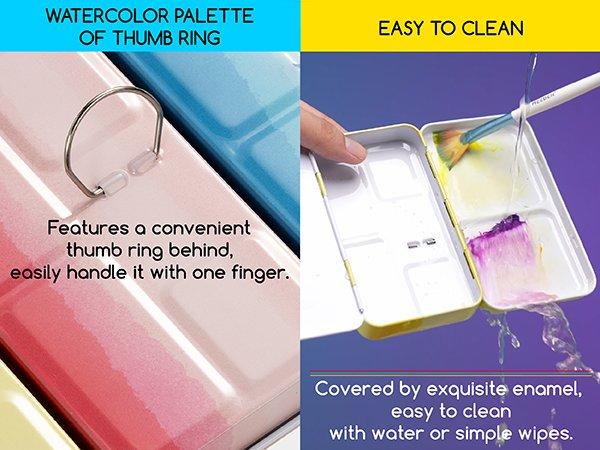 MEEDEN Empty Watercolor Tin Palette: Portable Watercolor Palette Paint Case with 48 Half Pans - Metal Watercolor Palette Tin Box with Lid for Artist Student Adults