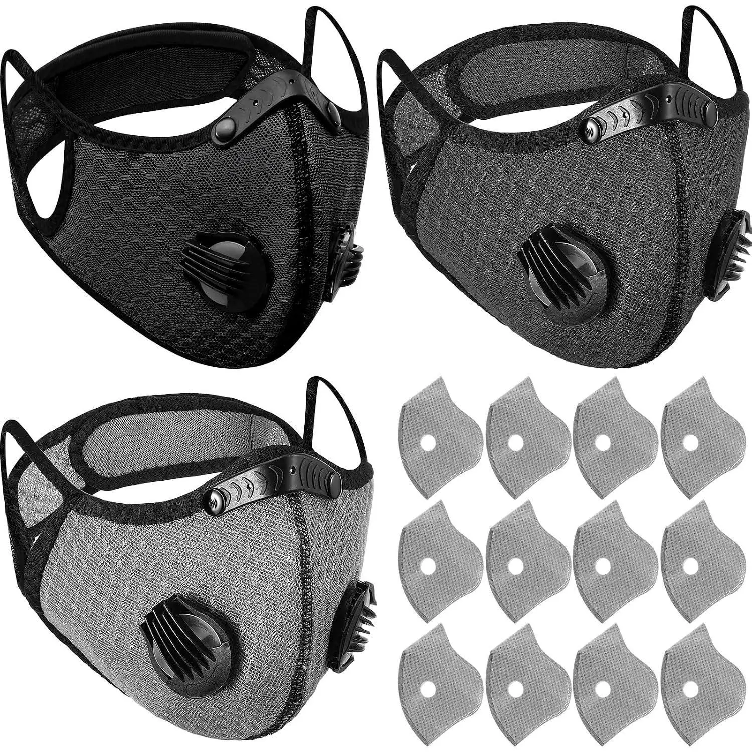 Threlaco 6 Pcs Dust Mask Breathable Reusable Adjustable Respirator Mask with 24 Activated Carbon Filters for Woodworking