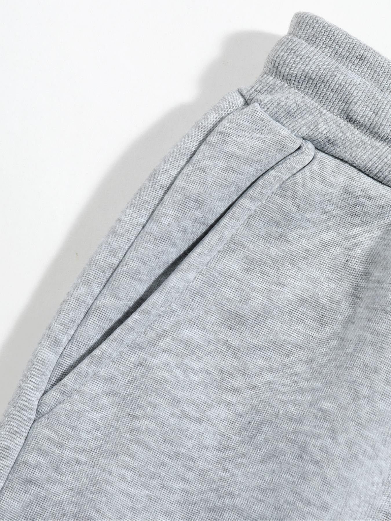 Men's Loose Plain Pocket Drawstring Waist Straight Leg Sweatpants, Casual Soft Comfortable Pants for Daily Wear, Men's Fall & Winter Trousers, Sports Bottoms
