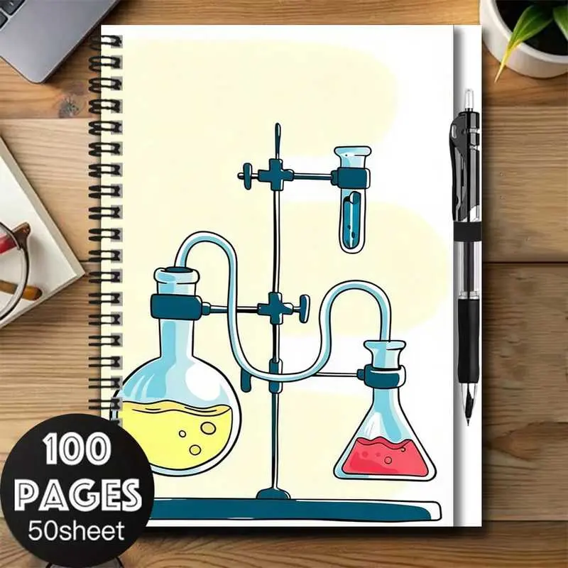 A simple 2D chemistry experiment-themed spiral notebook and pen set, a great aid for work and study, extremely practical for recording inspiration and plans. It is suitable for writing diaries, making daily plans, or using as a notepad. It is a thoughtful