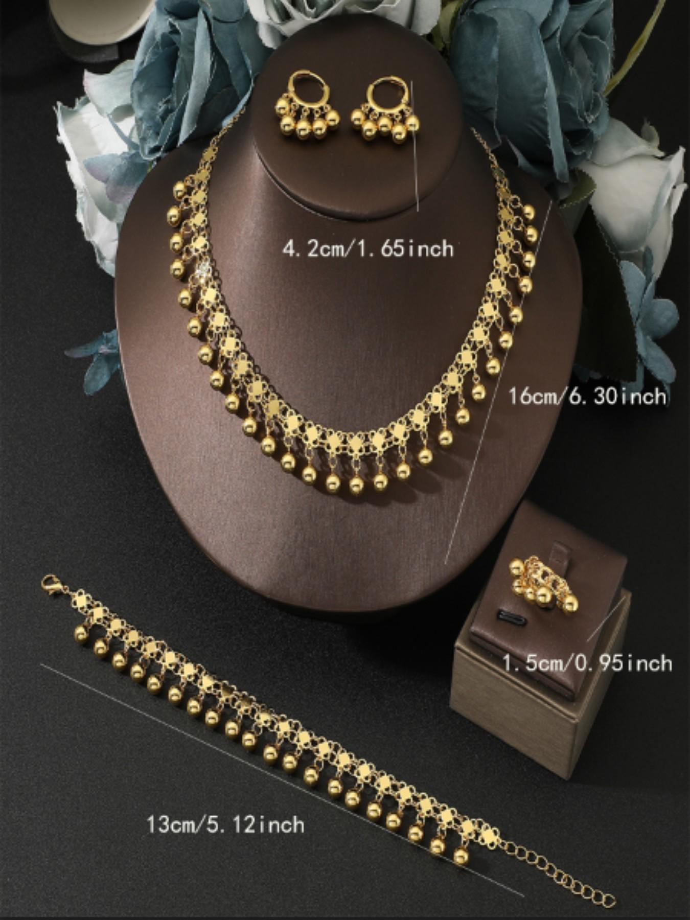 3 Piece Vintage Gold Bead Bell Necklace Set, Women's Unique Long Sweater Chain, Bridal Party Jewelry Gift, Casual Style