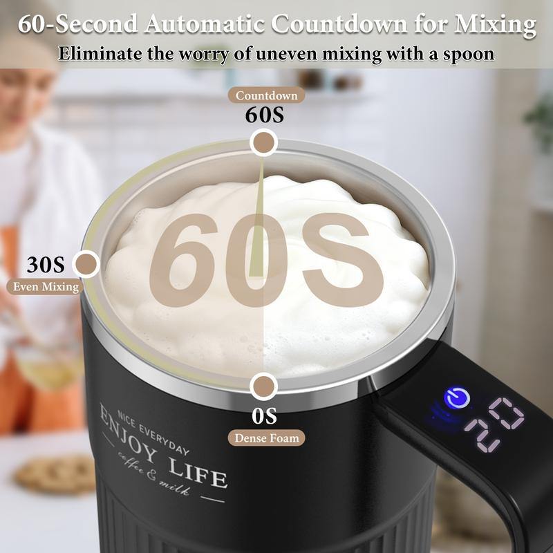 Upgraded Milk Frother/coffee Stirring Mug, Beverage Mixer, Intelligent Temperature Measuring, Rechargeable Automatic Stirring Cup, Suitable for Coffee, Tea, Hot Chocolate