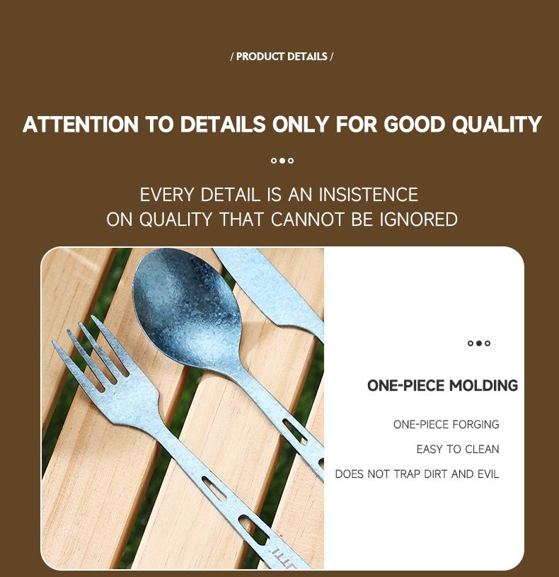 MUTTI Monet Dinner Knife,Fork,And Spoon set Portable three piece set pure titanium tableware Cutlery