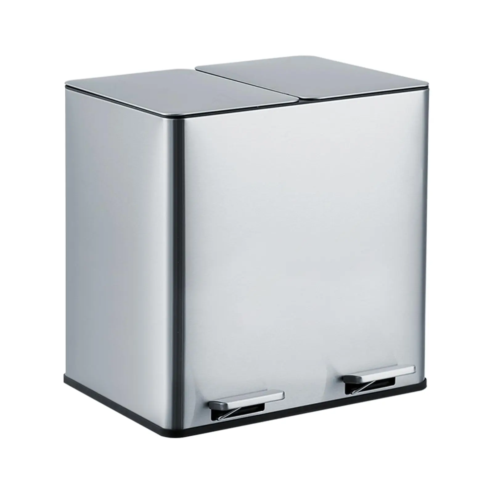Garvee 30L Stainless Steel Double Recycling Bin (2x15L) - Kitchen Cleaning Trash Bin with Separate Compartments, Durable Fingerprint-Resistant Design, Soft-Close Lid, Pedal, Removable Inner Buckets