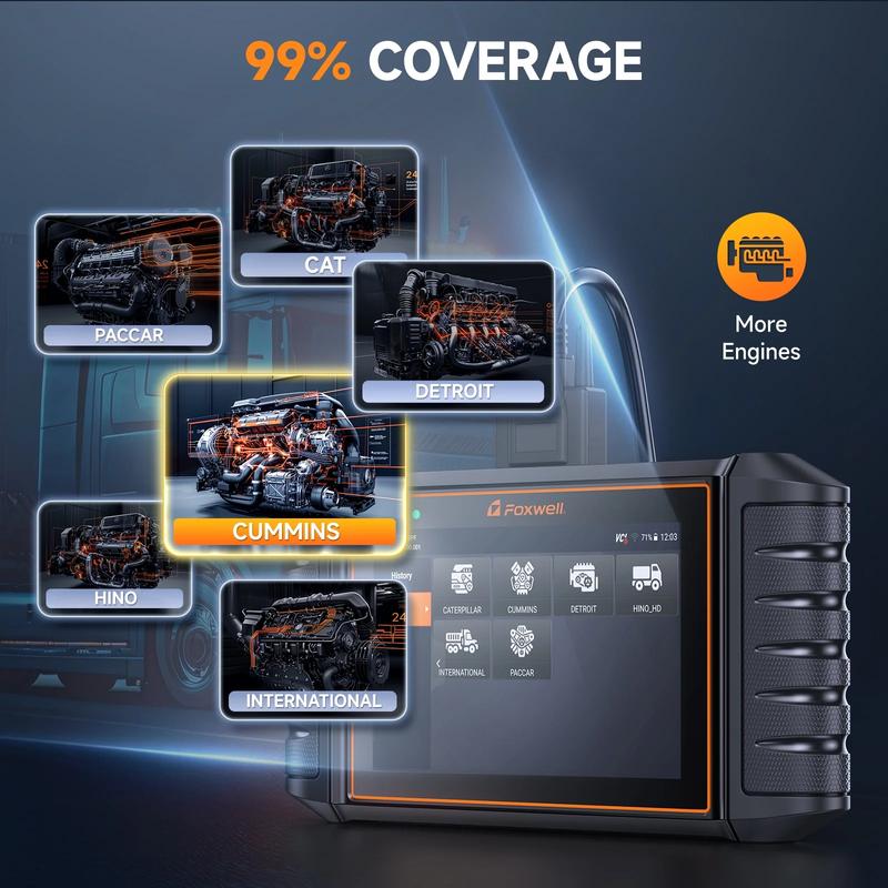 HD500 Heavy Duty Truck Scanner for Cummins Detroit Caterpillar Paccar, Full System Diesel Diagnostic Tool with DPF Regen, Limit Setting, Injector Cutoff, HD OBD2 Scanner for Commercial & Passenger Vehicles