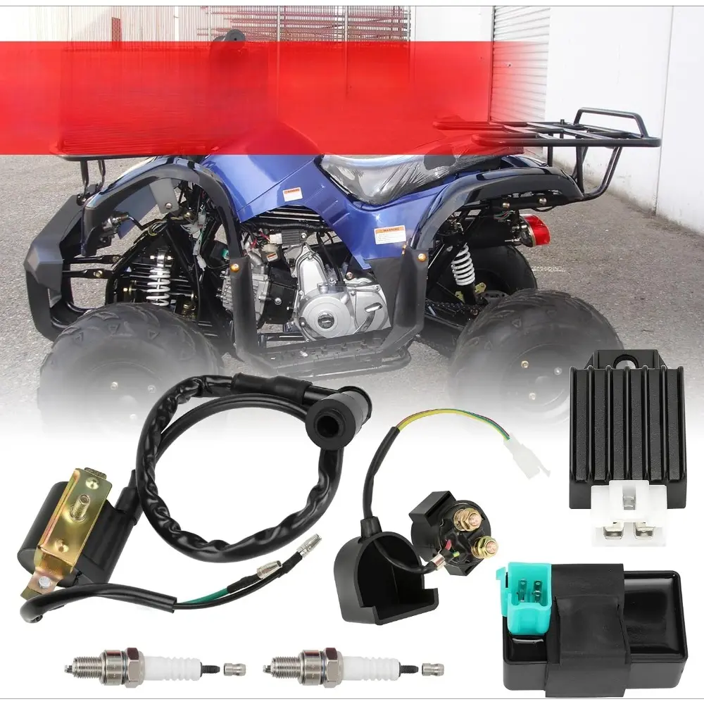Multi-Model OEM Replace Engine Repair Kit (Ignition Coil, Starter Solenoid, Voltage Regulator, CDI Box) for 50cc-125cc TaoTao, Coolster ATV/Quad 4 Wheeler, Kazuma Baja SSR Lifan CRF70 4-Stroke Go Kart Dirt Bike Parts