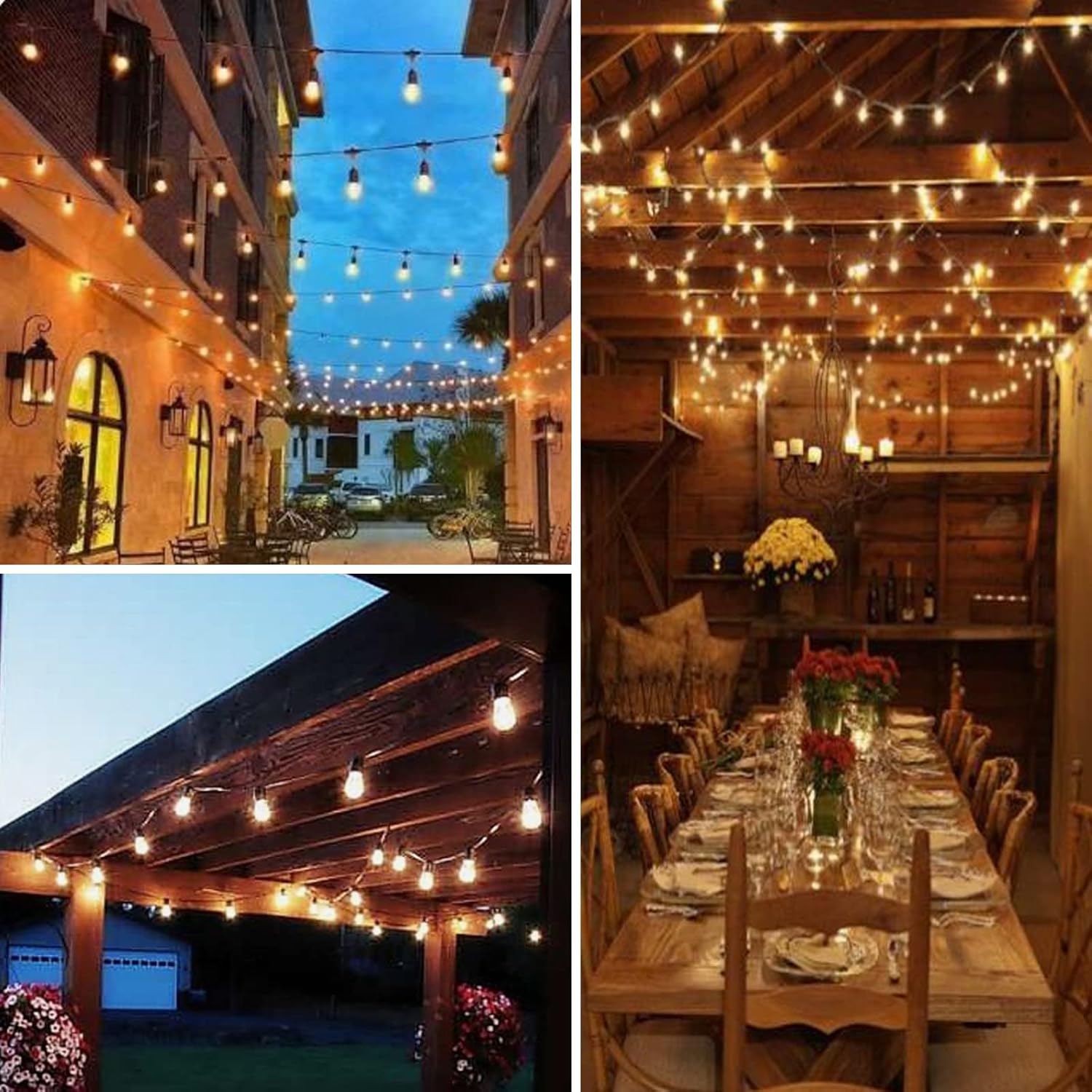 DAYBETTER Outdoor String Lights LED 50FT or 100FT Patio Lights with Shatterproof S14 Dimmable Plastic Vintage Edison Bulbs and Commercial Grade Waterproof Strand Lights String for Porch Market Cafe String Lights(New & Old Styles Mixed Delivery)