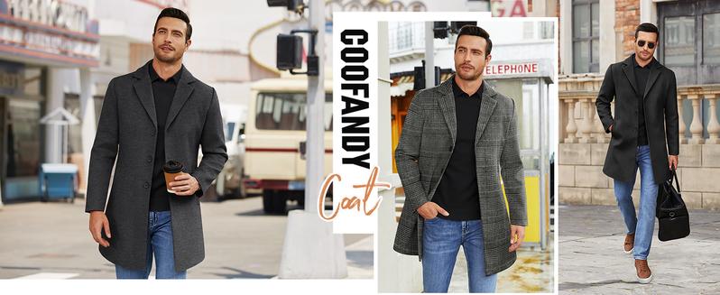 COOFANDY Mens Wool Blend Coat Winter Trench Coats Notched Lapel Collar Single Breasted Overcoat Classic Peacoat With Pockets Menswear Casual COOFANDY Mens Wool Blend Coat Winter Trench Coats Notched Lapel Collar Single Breasted Overcoat Classic Peacoat With Pockets Menswear Casual