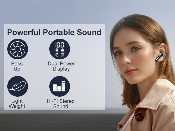 ONE LIFE True Wireless Bluetooth 5.3 Earbuds with LED Display TWS In-Ear Headphones with Mic, Lightweight Ergonomic Design, Long Battery Life, IPX5 Waterproof, HiFi Sound for Sports, Gaming & Travel Audio Charging