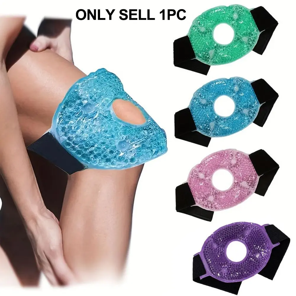 Reusable Ice Pack, Wearable Cold Pack, Cold & Hot Compress Gel Ice Pack Bag with Adjustable Strap, Ice Pack for Head, Shoulder, Leg, Knee, Sports Injury, Circular Ice Pack Adults, Attachable Ice Packs, Cooling Pads