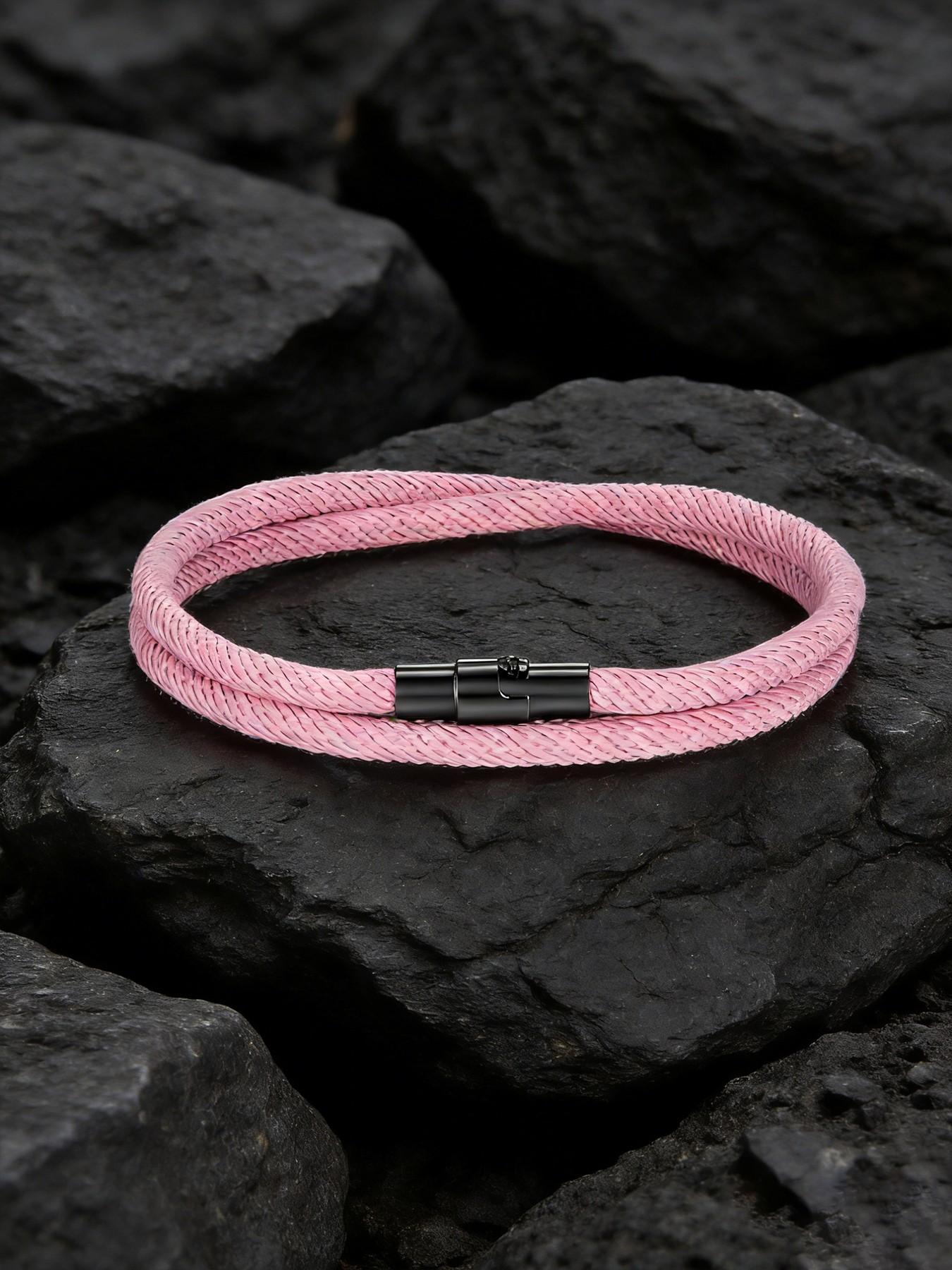 1pc Men's Minimalist Braided Rope Bracelet, Magnetic Clasp, Waterproof & Durable Wristband, Ideal for Everyday Wear & Gifting, Perfect Boyfriend & Father's Day Gift