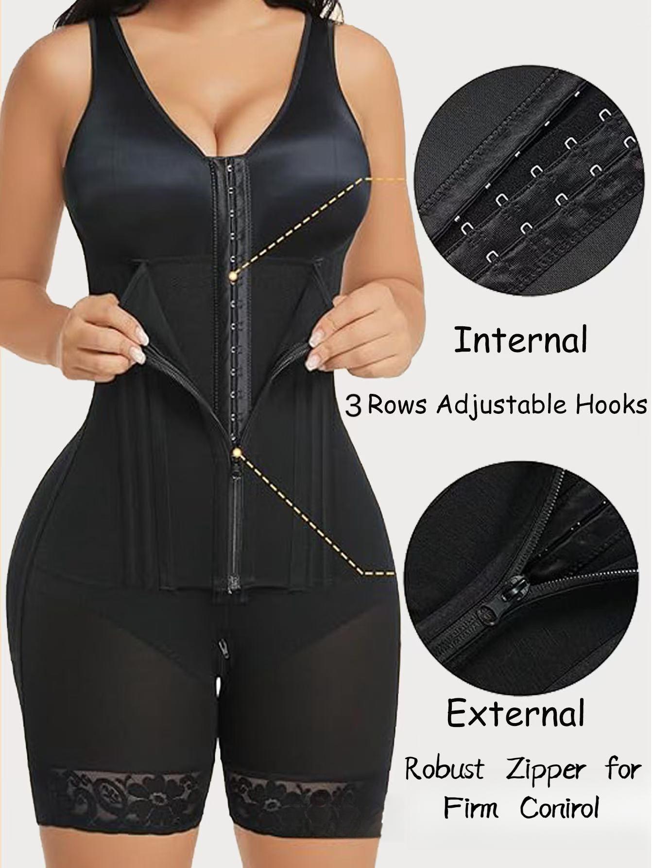 2026New High Waist Shaping Bodysuit With Strong Compression 9 Bones Mesh Fabric Hook And Eye Closure Crotch Zipper Design Tummy Control Butt Lifting Breast Enhancing Body Shaper For Women Adjustable Slimming Body Suit Daily Wear