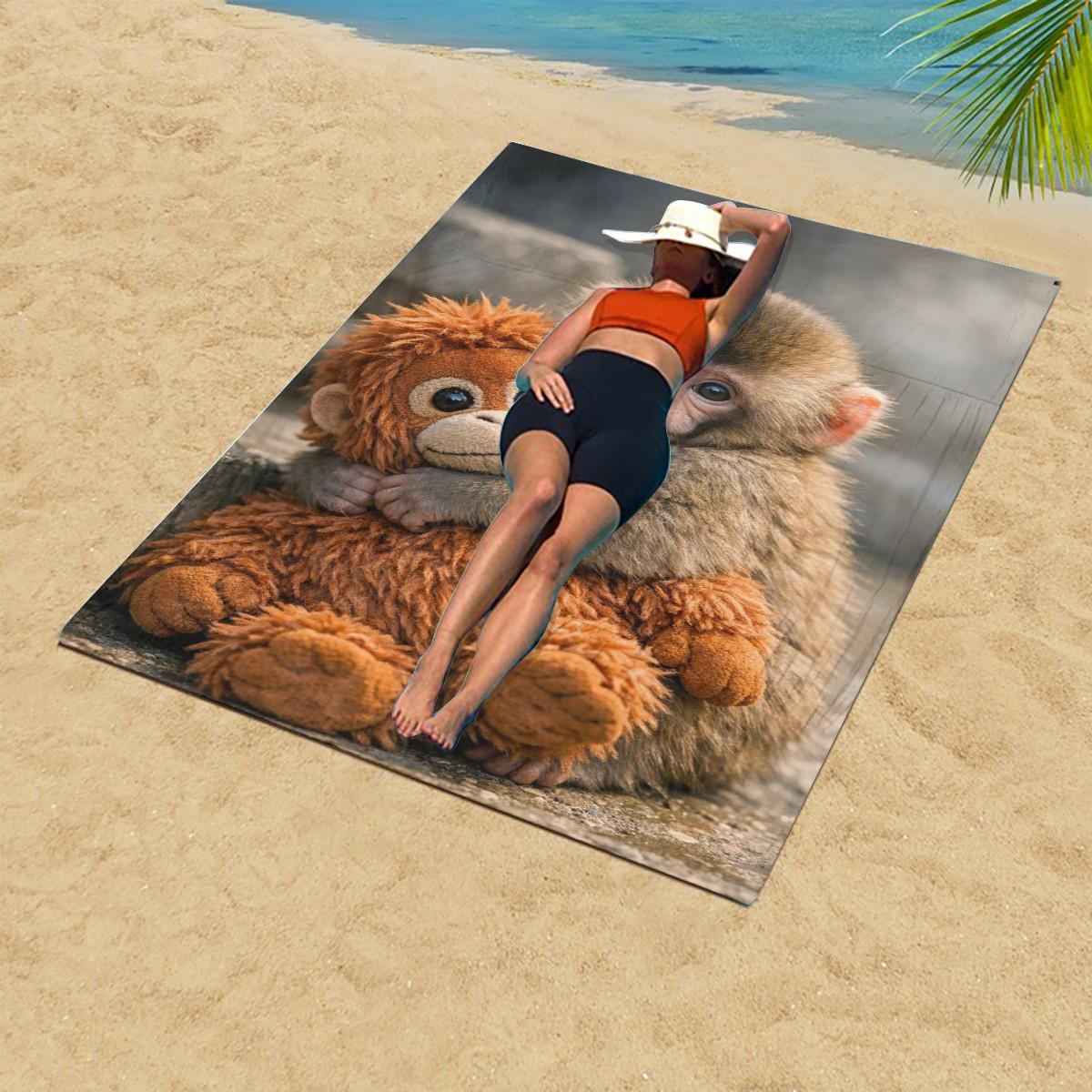 Small Monkey Beach Towel, Summer Home Decor, Perfect for Travel, Yoga, Camping, Swimming, Vacation Essential Gift, Pool Towel Camp