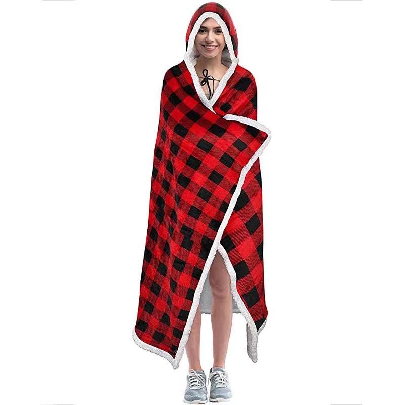 Large Winter Lamb Fleece Wearable Blanket, Soft Cozy Blanket, Comfortable Plush Lining, Anti-Cold Warm Sleeve Design, Portable Gift for Family and Friends