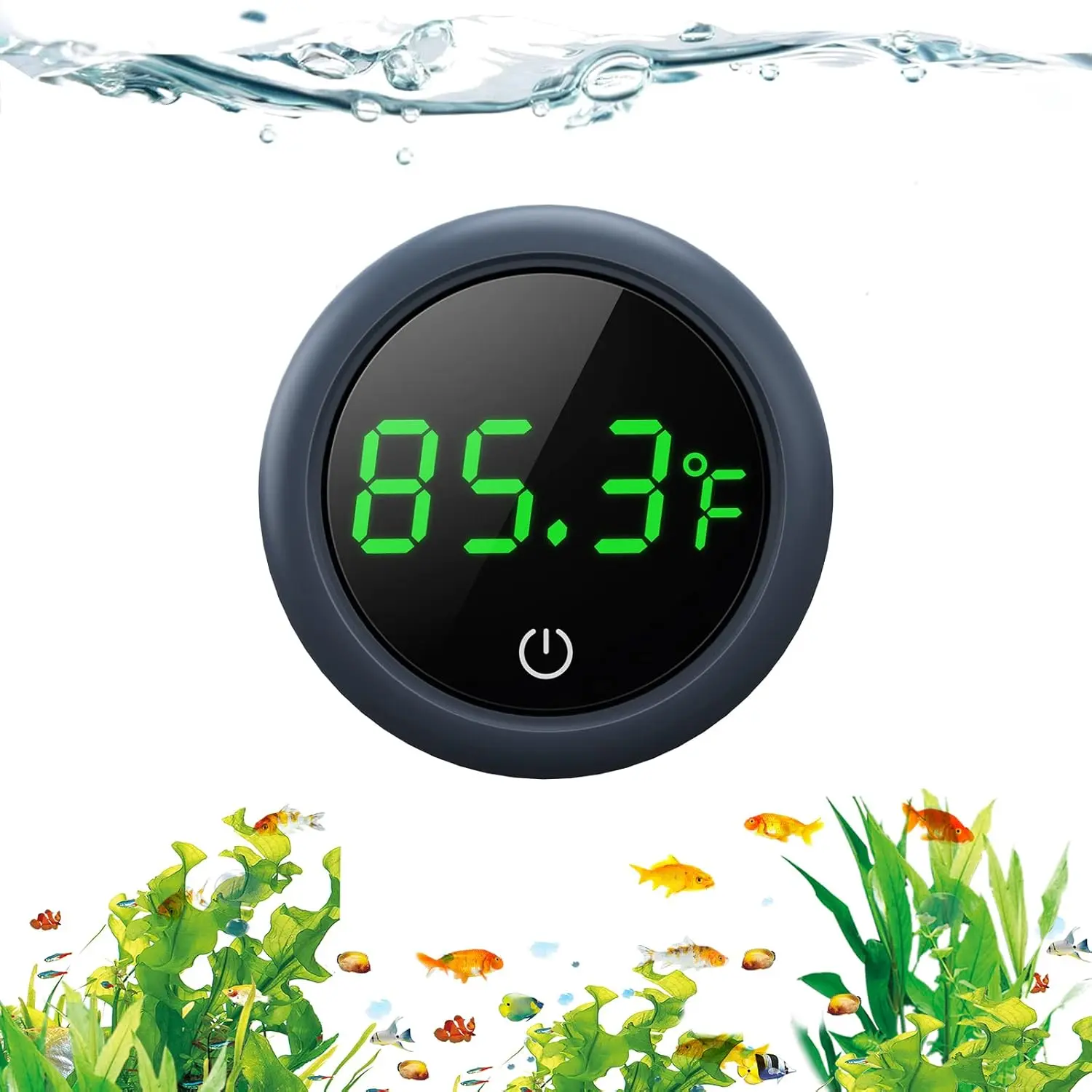 Digital Aquarium Thermometer with LED Display, Stick-On Fish Tank Temperature Gauge for Betta Fish, Axolotls, Turtles and Other Aquatic Pets