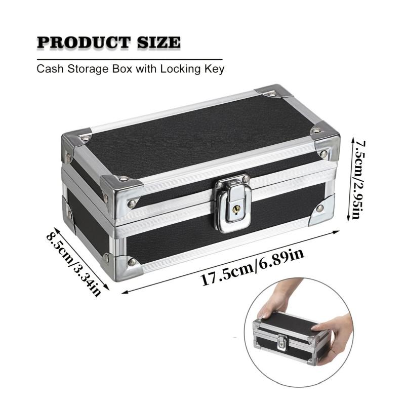 1pc Aluminum Cash Box with Lock Piggy Bank Single Row Currency Tray Acrylic Piggy Bank for Cash Collection Storage Organizer for Cashier 2. Lockable Cash Storage Box Aluminum Alloy Piggy Bank with Acry