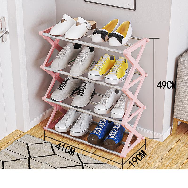 4 Layer Simple Shoe Rack, Shoe Shelf Organizer, Stackable Space Saving, Living Room Bedroom Universal Storage, Easy Assembly, 5 Colors, 2 Styles, Shoe Rack Organizer