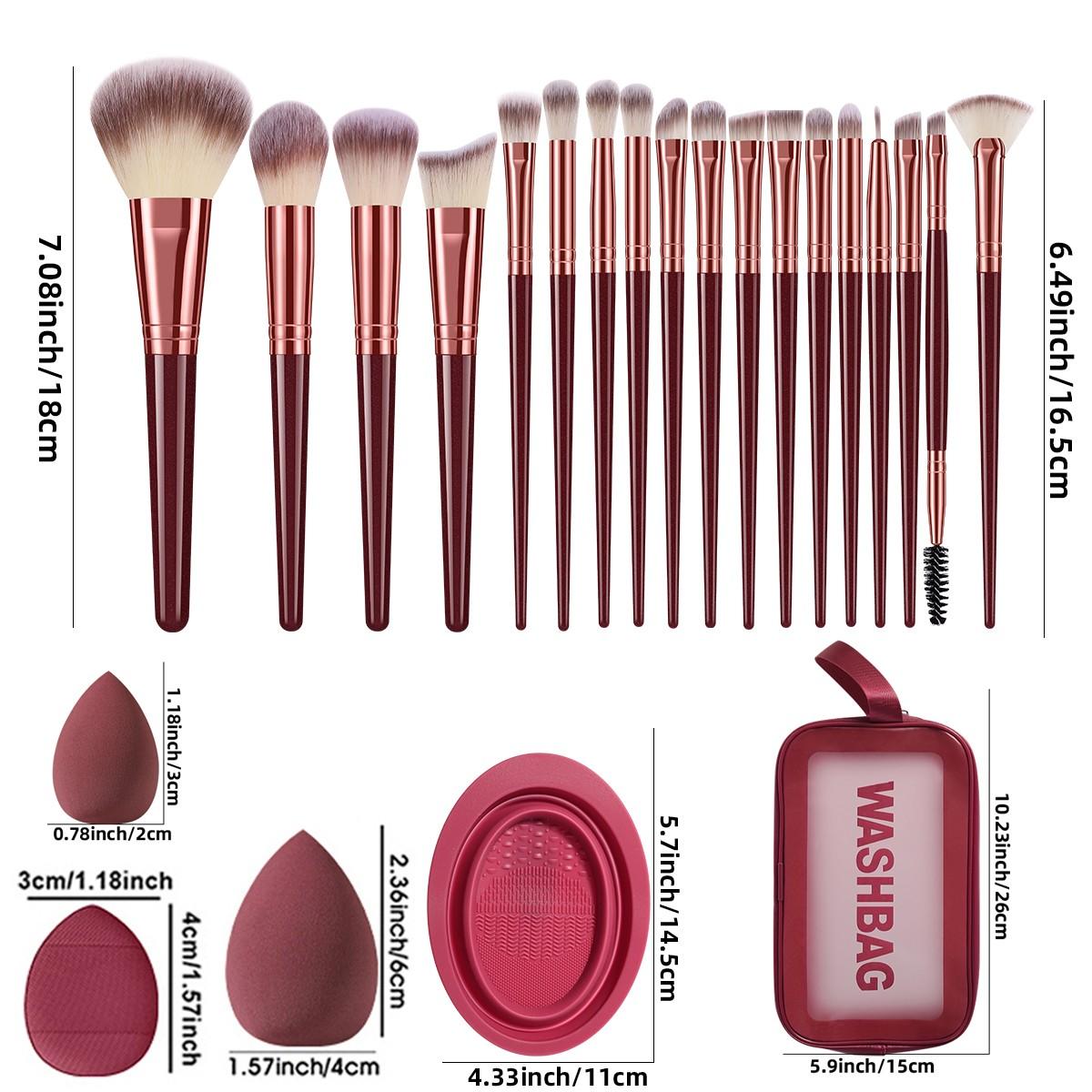 30pcs Makeup Tool Set, Includes 18pcs Brushes, Waterproof Cosmetic Bag, Sponge Pads, Powder Puffs, Brush Cleaning Tool