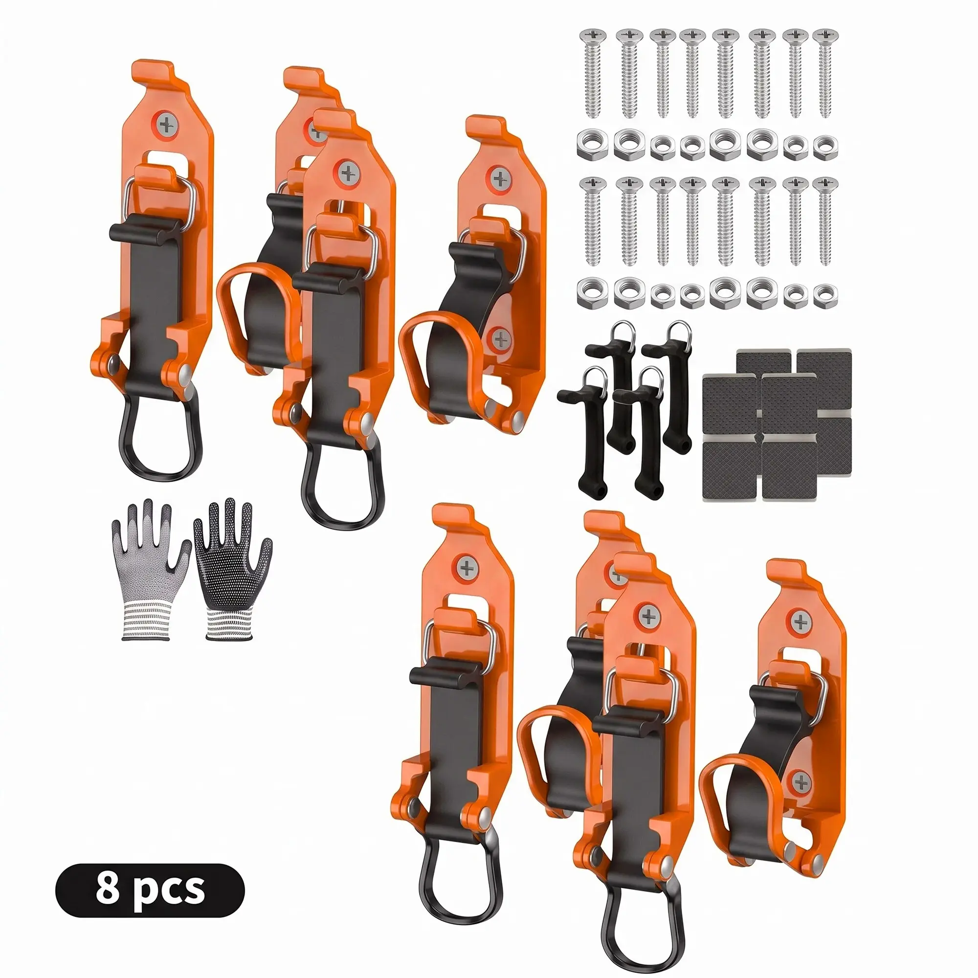 Garvee 8 Pcs Heavy Duty Metal Shovel Holder Mount Kit with Rubber Clamp Brackets for Truck, Wall Tool Storage