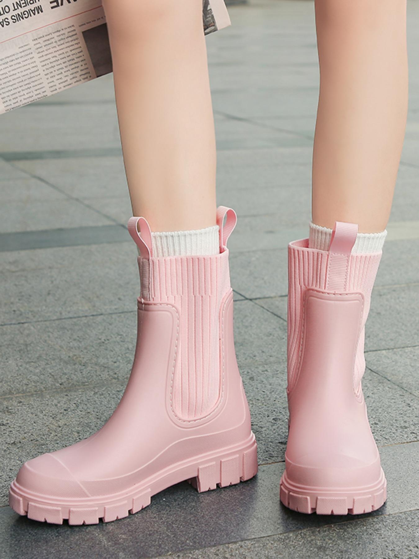 Women's Thick Sole Chelsea Rain Boots, Waterproof Short Booties, Anti-Slip Thick Sole, Easy Wear Design, All-Weather Use Footwear