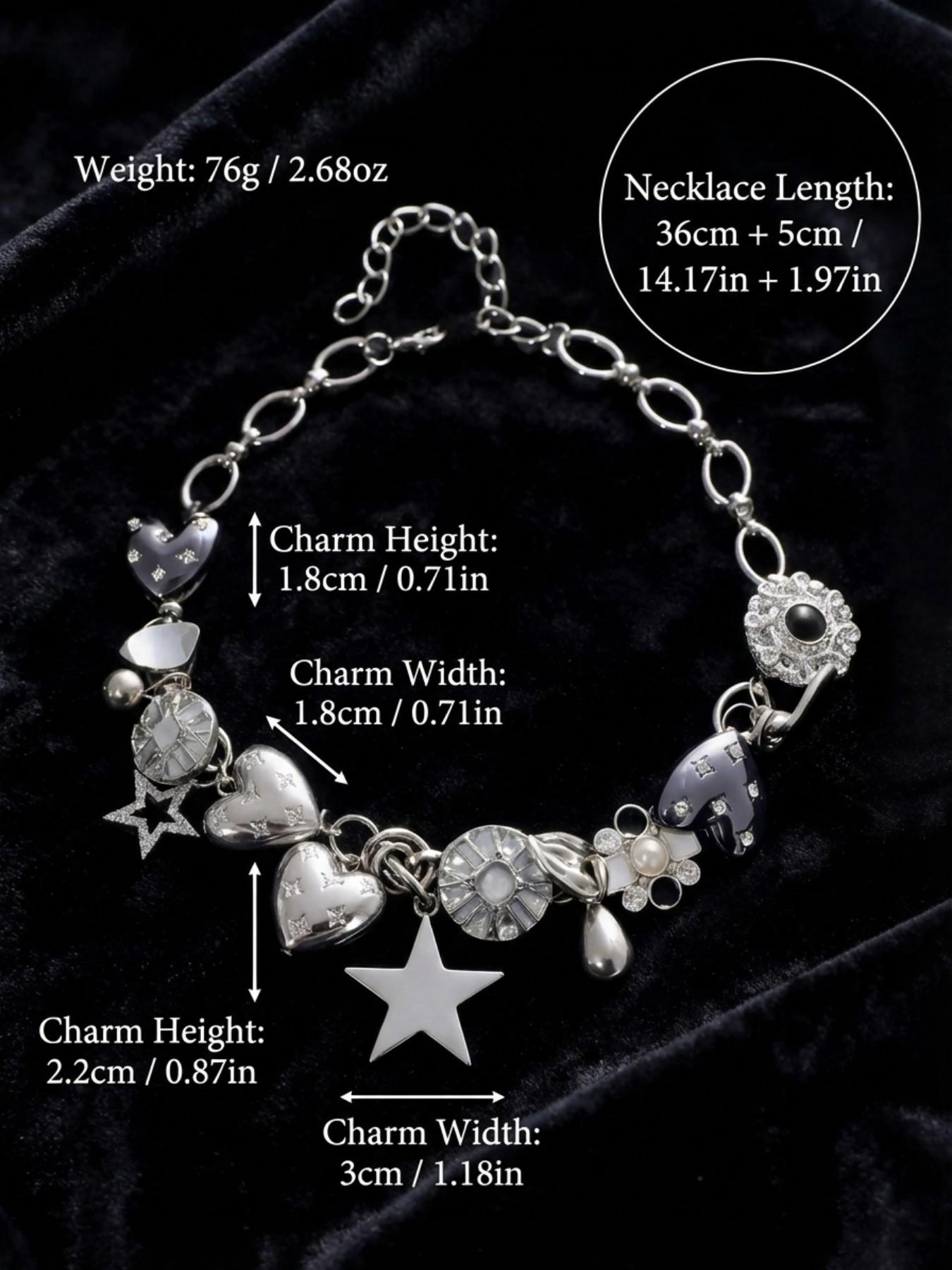 Women's Vintage Heavy Industry Hip-Hop Punk Style Charm Necklace, Silver Color Zinc Alloy Pendant Jewelry for Parties & Festivals