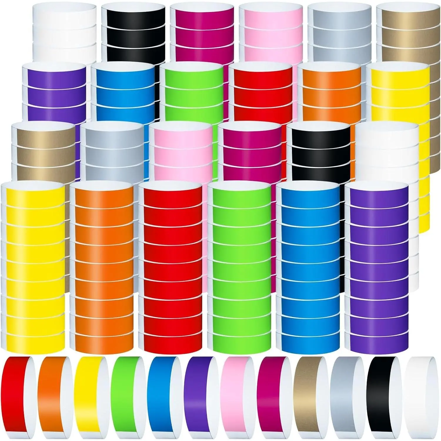 2400 Pcs Plastic Paper Bracelets Wristbands for Events Colored Paper Wristbands Identification Wrist Bands Arm Bands for Events (Multicolor)
