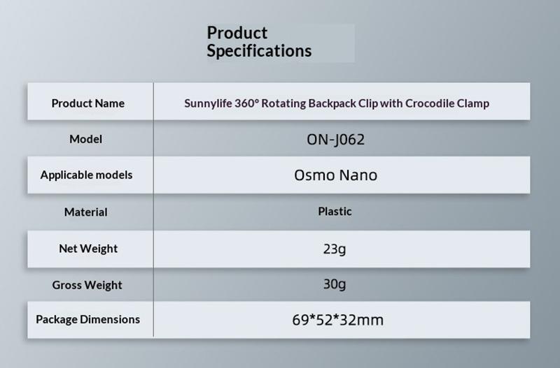 Raywowo Osmo Nano Backpack Clip Rotatable Quick Release Camera Mount For Action Cameras Compatible With DJI Osmo Pocket 3 Pocket 2 And Smartphone Vlogging