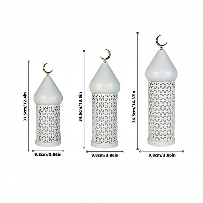Islamic Mosque Style Hollow Candle Holder, Ramadan Decoration, 1pc New Moon Lantern, Eid Mubarak Ornament, Festive Home Decor, Interior Decoration Accessories