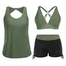 Yonique Three Piece Tankini Swimsuits for Women Swim Tank Top Bathing Suits with Boy Shorts and Bra Athletic Swimwear