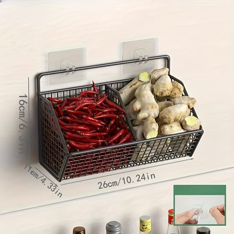 1pc Modern Wall-Mounted Kitchen Storage Steel Mesh Basket, Durable Metal Wire Organizer for Spices Garlic Onions and Vegetables, Perfect for Home and RV Kitchen Use