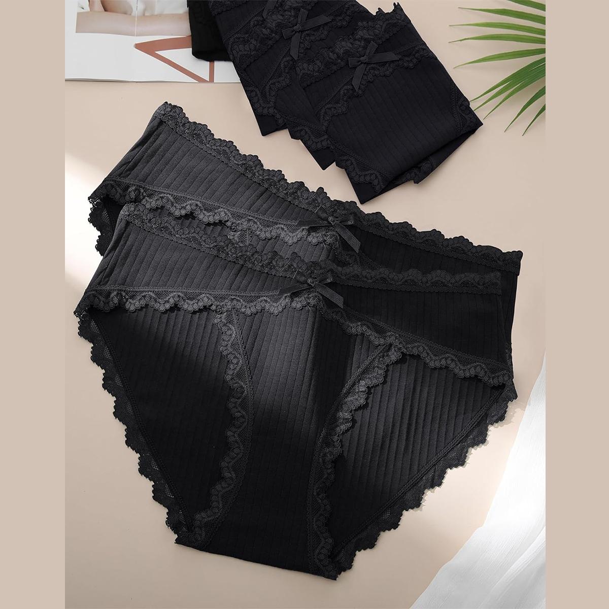 LEVAO Cotton Underwear for Women Cheeky Bikini Panties Ladies Fashion Lace Stretch Hipster Ladies Briefs 6 Pack SpringStatements