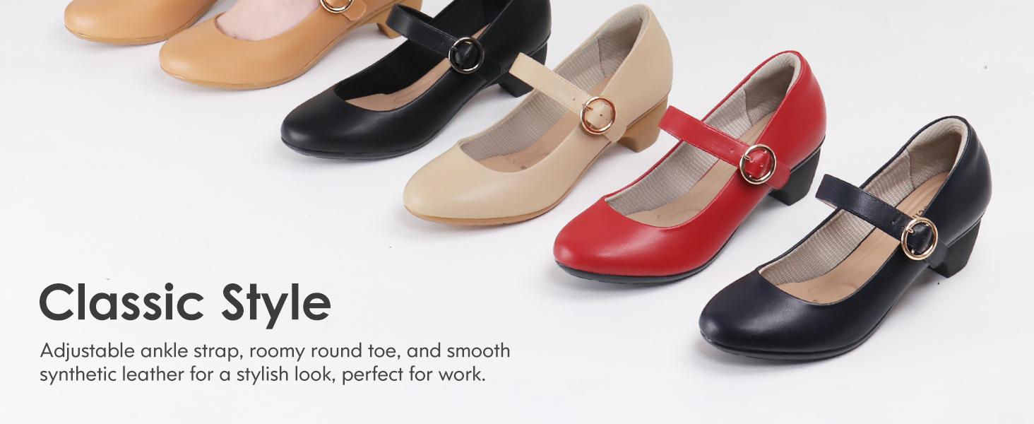 Women Mary Janes Pumps Chunky Shoes Dress Shoes Girl Platform Ladies Heels Sandals