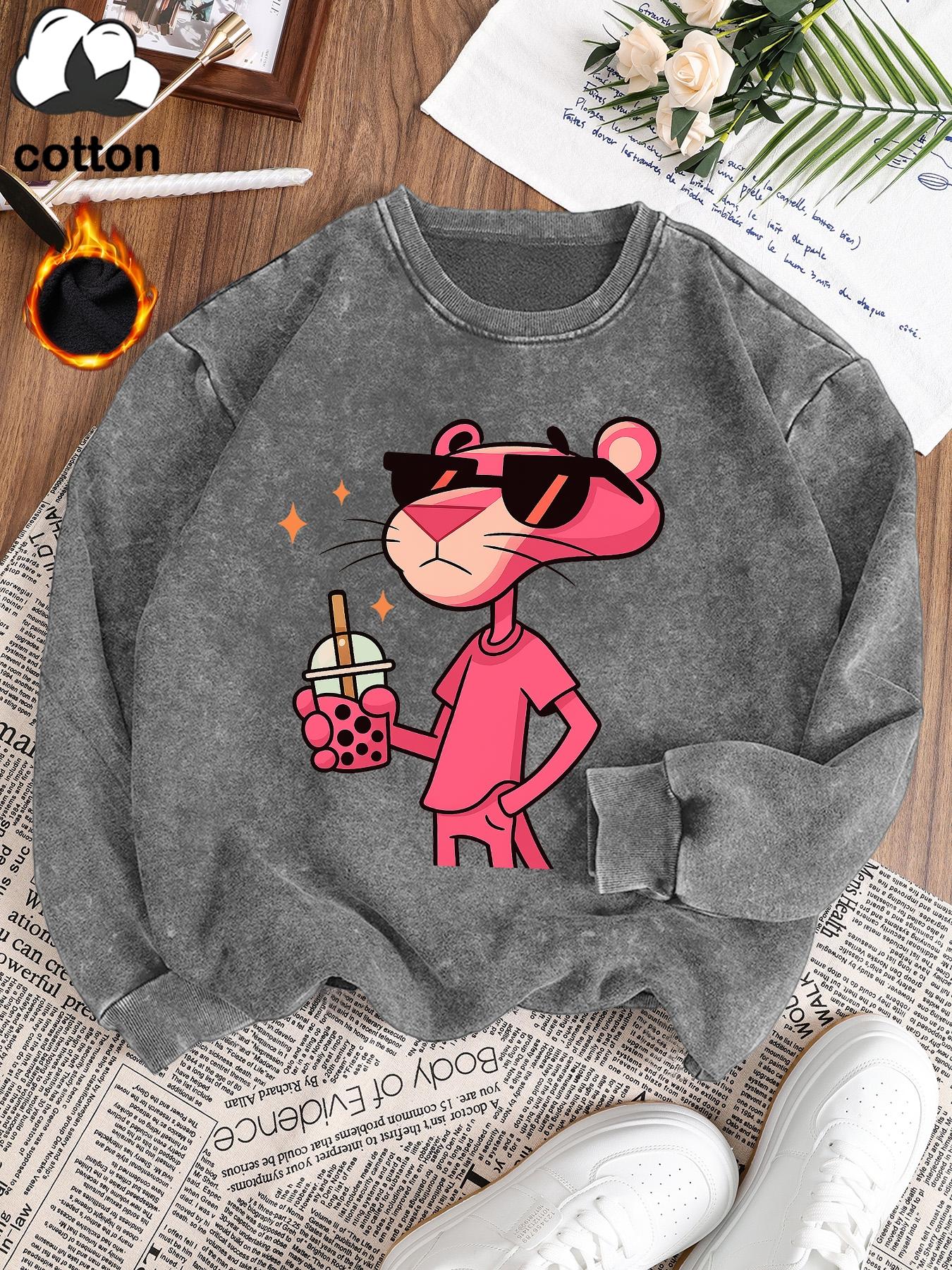 Women's Casual Vintage Wash Cotton Pullover Sweatshirt, Round Neck Long Sleeve Fleece Lined Hoodie for Fall Winter Fashion